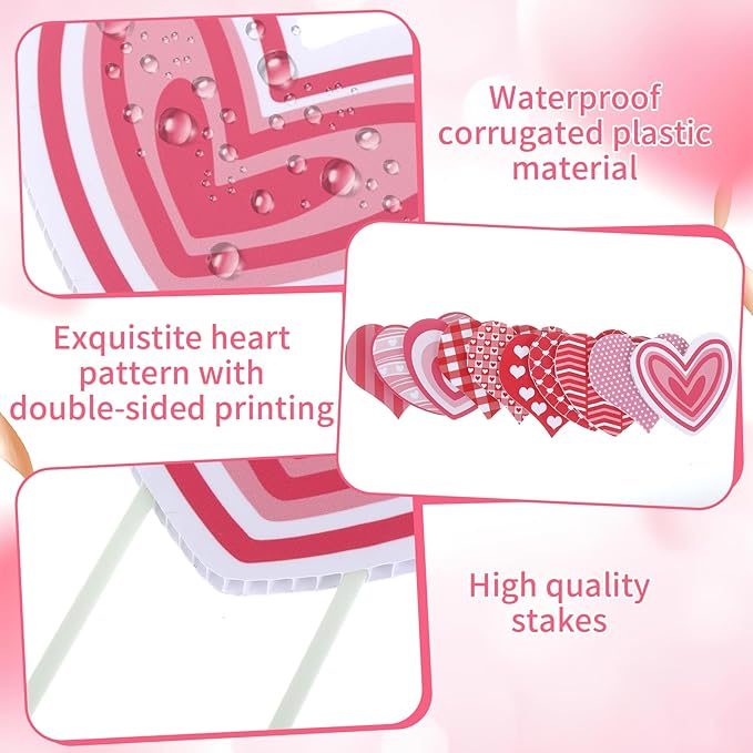 10 Pcs Valentine’s Day Heart Planter Stakes - 11.8" Double Side Heart Garden Yard Stakes Valentine' Day Outdoor Decor for Indoor Outdoor Patio Planter Pot Lawn Pathway Wedding Decor