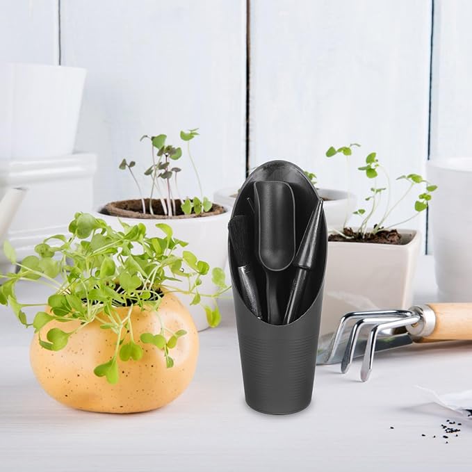 Garden Tool Set for Succulent Planting and Bonsai Care, 2 Sets with Black Planting Device, Soil Scoop, Transplanting Spoon, and Cleaning Brush, Sturdy Gardening Accessories