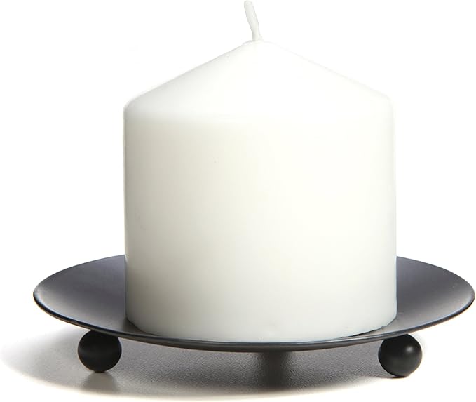 Hosley Set of 6 Black Iron Pillar Candle Holder Plates – 4.75" Inch Diameter- Decorative Round Trays for Pillar Candles – Ideal for Weddings, Special Occasions, Home Décor, and Pedestal Displays