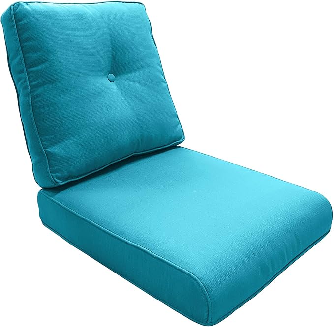 Outdoor Chair Cushions - 22 * 24" Patio Furniture Cushions with Removable Cover, 28D High Density Sponge Filling Outdoor Patio Cushions for Chairs, Rocker, Sofa and Loveseat - Light Blue