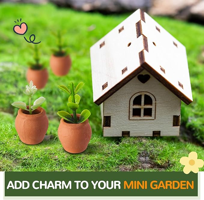40 Pcs 0.9 x 0.75 Inch Small Mini Clay Pots Terracotta Clay Small Flower Doll House Flower Pot for Crafts DIY Garden Plants and Office Desktop Windowsill Decoration