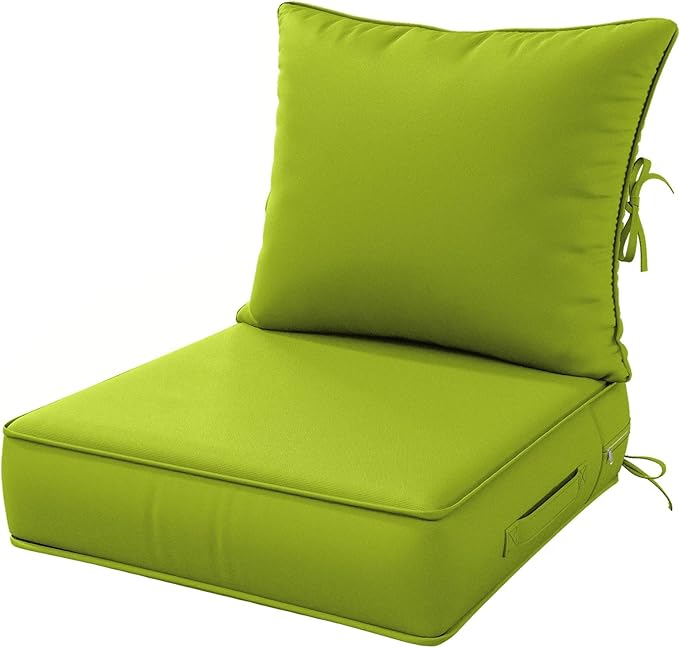 Outdoor Patio Chair Cushions Set 24 L X 24 W X 5 H Waterproof & Fade Resistant Deep Seat and Back Cushions with Removable Covers Outdoor Seat Cushion Set for Chairs and Sofas