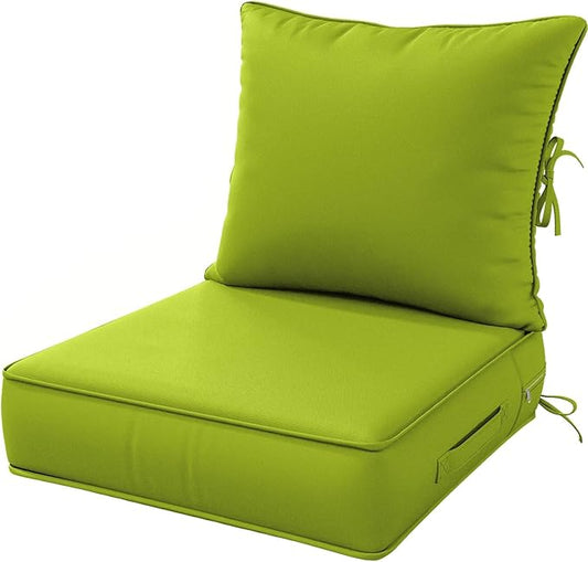 Outdoor Patio Chair Cushions Set 24 L X 24 W X 5 H Waterproof & Fade Resistant Deep Seat and Back Cushions with Removable Covers Outdoor Seat Cushion Set for Chairs and Sofas