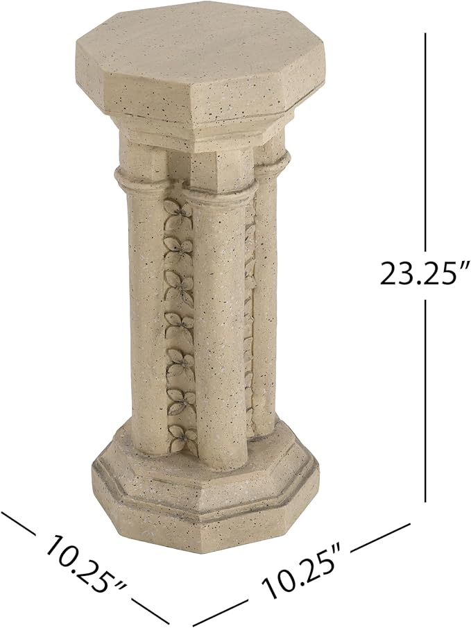 Christopher Knight Home Jorine 23.25"H Plant Stand, Lightweight Concrete Plant Stand, Pedestal Column Side Table, Indoor Outdoor Plants Standing for Entryway Garden Yard Home, No Assemly Needed, Sand