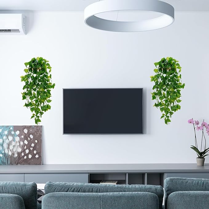 BLEUM CADE Fake Hanging Plants, 8pcs Artificial Hanging Plant, Faux Pothos Vines Greenery for Wall Home Living Room Office Indoor Outdoor Decor (No Baskets)