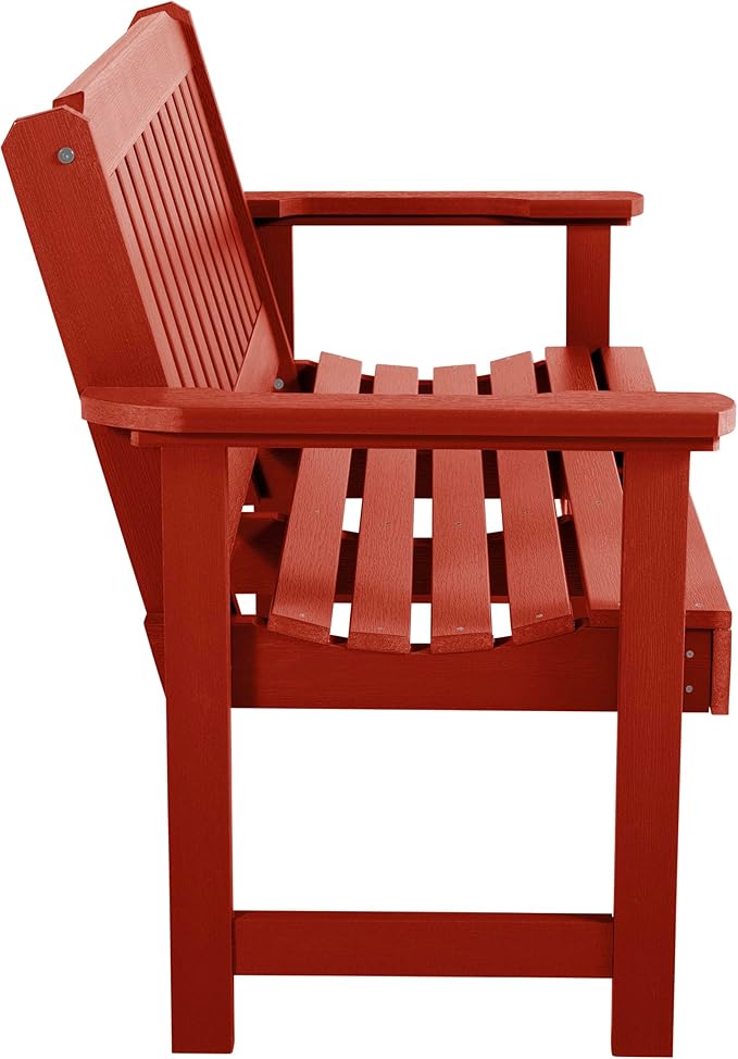 highwood Lehigh Garden Bench, 4 Feet, Rustic Red