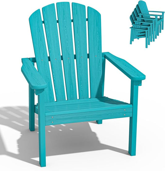 nevilywood Compact Stackable Adirondack Chairs, 26.3" Wide HDPE Outdoor Patio Chairs - Durable, Space-Saving Design for Porch, Lawn or Garden, Aruba