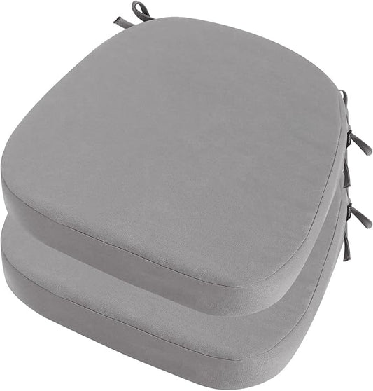 idee-home Outdoor Chair Cushions Set of 2, 17" x 17" x 3" Thick D-Shaped Patio Furniture Outdoor Seat Cushions Waterproof with Ties, Dining Pads