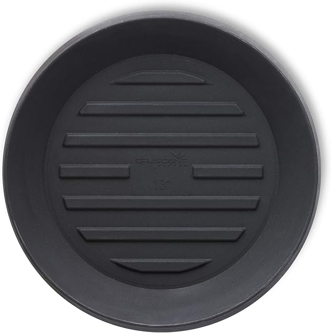 Crescent Garden Universal Round Planter Saucer, Durable Drainage Dish for Plant Pots, Heavy-Duty Plant Dishes Saucer, Indoor & Outdoor Plant Trays - Caviar Black (18.5 inch Inner, 23.5 inch Outer)