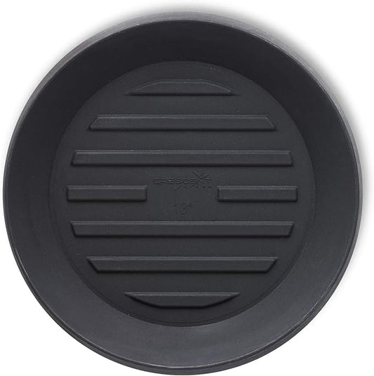 Crescent Garden Universal Round Planter Saucer, Durable Drainage Dish for Plant Pots, Heavy-Duty Plant Dishes Saucer, Indoor & Outdoor Plant Trays - Caviar Black (18.5 inch Inner, 23.5 inch Outer)
