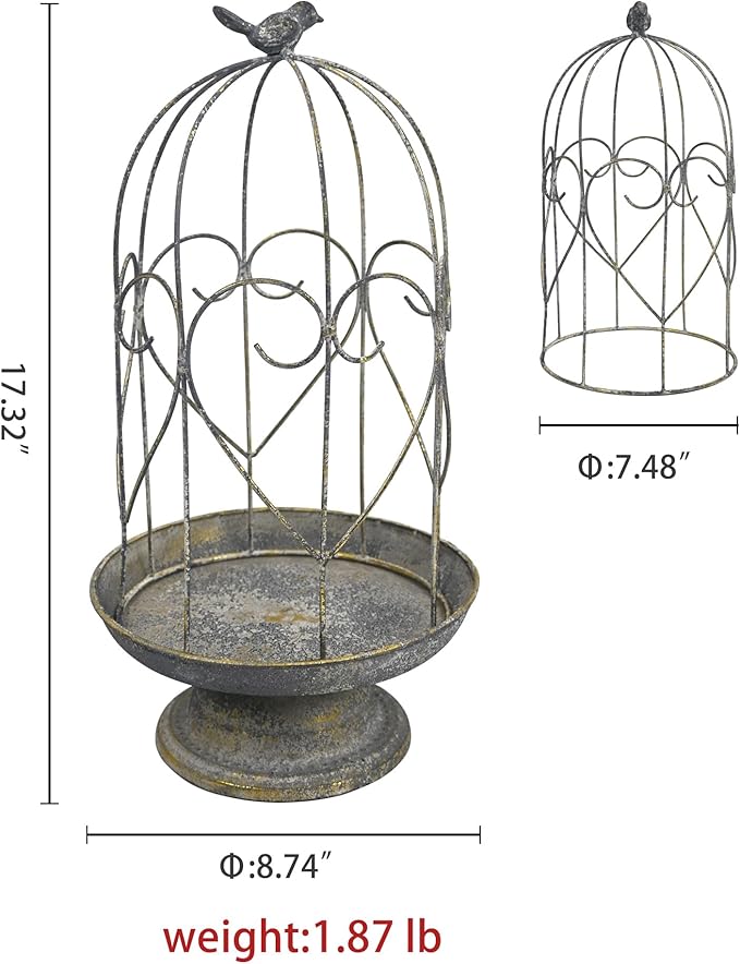 Rustic Metal Planter Holder Vintage Iron Birdcage Candle Holder Farmhouse Distressed Flower Planter Stand Decoration for Garden Patio Balcony Outdoor Indoor Decor (styel#1)