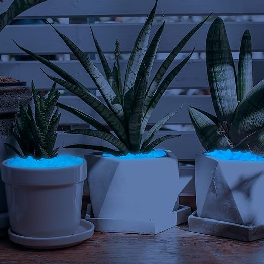 600PC 0.4" Glow in The Dark Rocks Outdoor Decorative Stones Luminous Stones Garden Pebbles Glowing Rocks for Garden,Potted Plants,Patio,Lawn,Blue