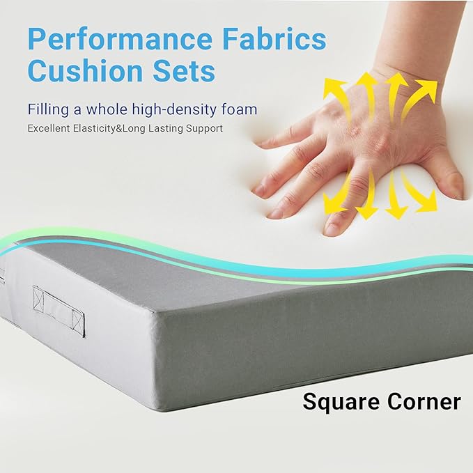 Outdoor Cushions for Patio Furniture,Outdoor Seat Cushion Set 24 x 24 x 4 Inch,Waterproof & Fade Resistant Outdoor Chair Cushions,Deep Patio Chair Cushion with Removable Cover,Grey