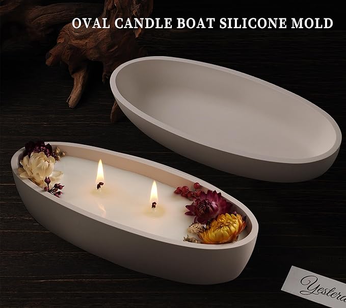 Wehous Silicone Mold Oval Bowl Resin Candle Boat Jar Epoxy Resin Storage Tray Container DIY Succulent Planter Cement Art Craft Jewelry Trinket Candy Holder Decor