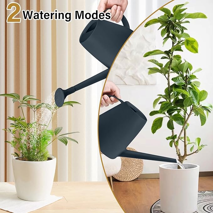 Watering Can - for Indoor and Outdoor House Plant Garden - with Long Spout - 1/2 Gallon - Black