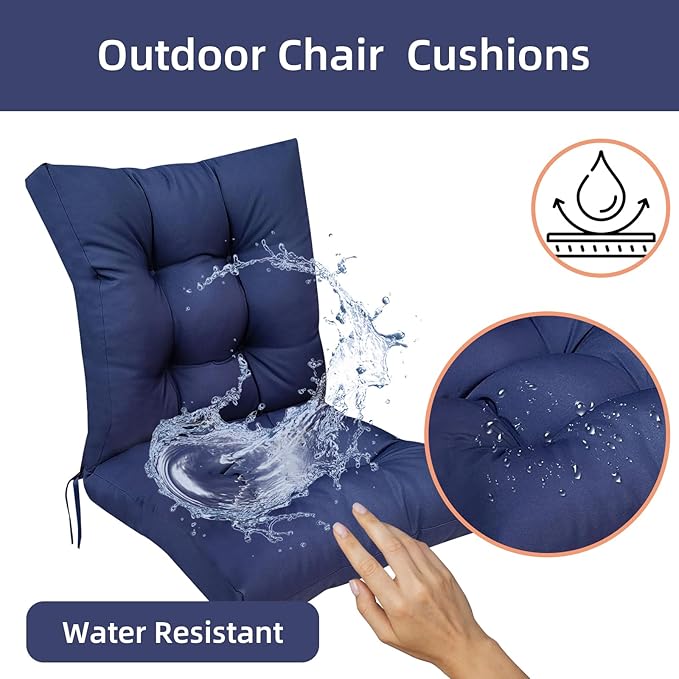 Outdoor Wicker Chair Cushions Set of 2 Printed Flower Patio Chair Cushion with Back and Ties,Outdoor Dining Chair Pads Waterproof 41.7"*20.8"*3.9" Green Printing