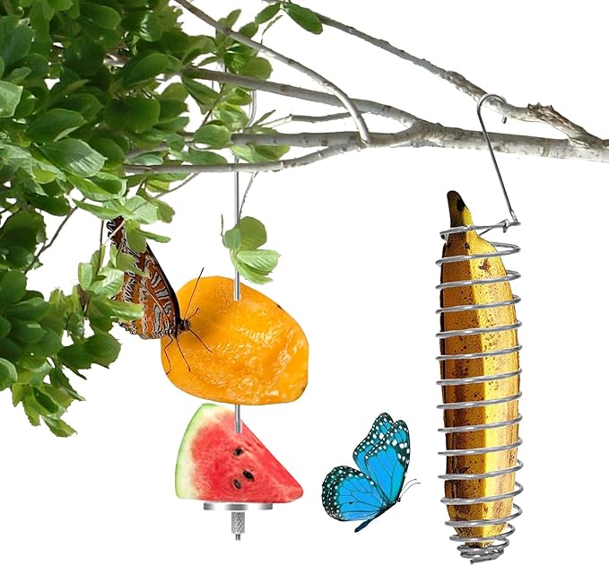 2Pcs Butterfly Feeders for Outdoors, Outside Bird Fruit Holder, Hangable Butterfly Feeder Stand for Garden, Backyard