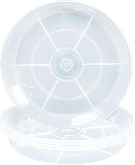 4 Pack Plant Saucer Drip Tray 18 19 inch, Plant Drip Trays, Heavy Sturdy Plastic Planter Pot Saucers for Indoor Outdoor Garden, Plant Water Drip Trays for pots (19" 4Pack, Clear)