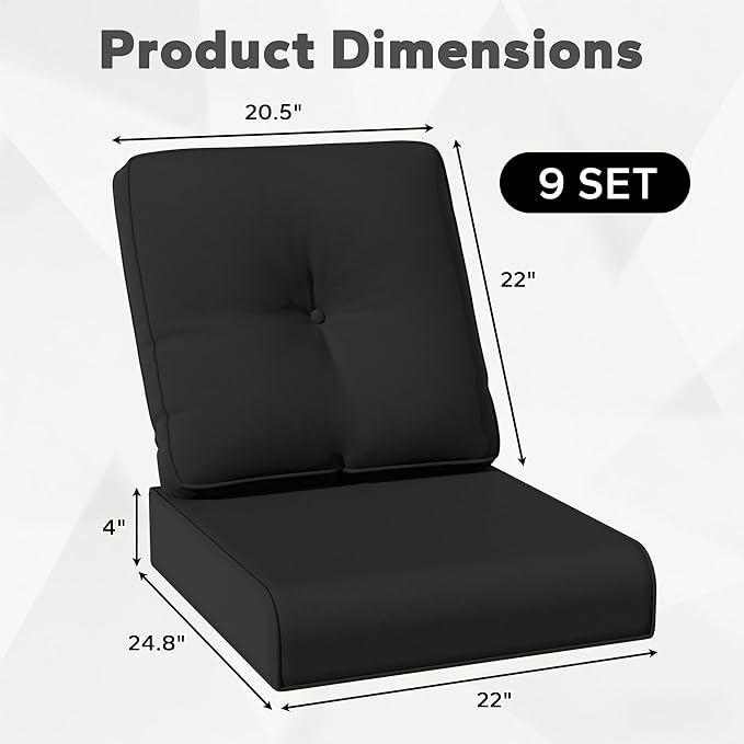 Joyside Outdoor Chair Cushions Set, 22x25/22x24 Inch Patio Furniture Deep Seat Cushions, Water Resistant & Thick Cushion, Outdoor Replacement Cushions for Seat and Sofa