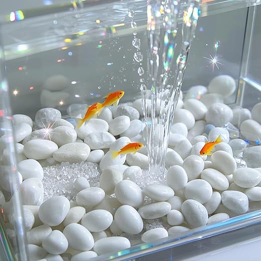 Large River Rocks for Landscaping, 40lbs Aquarium Rocks, 3-4 Inch White Pebbles for Indoor Plants, Natural Stones for Garden Paving Plant Rocks Crafting Walkways