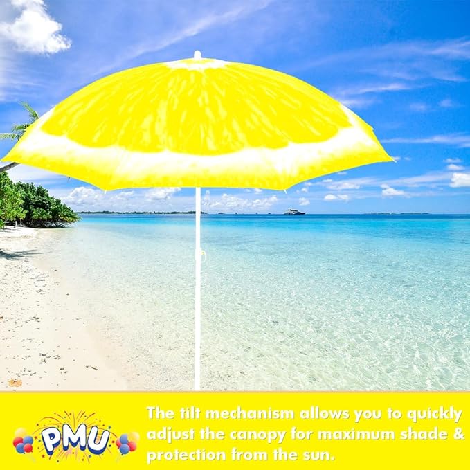 PMU 6.5 ft Beach Umbrella for Sand, Sun Shelter, Outdoor Sunshade Umbrellas for Patio Garden Beach Pool Backyard