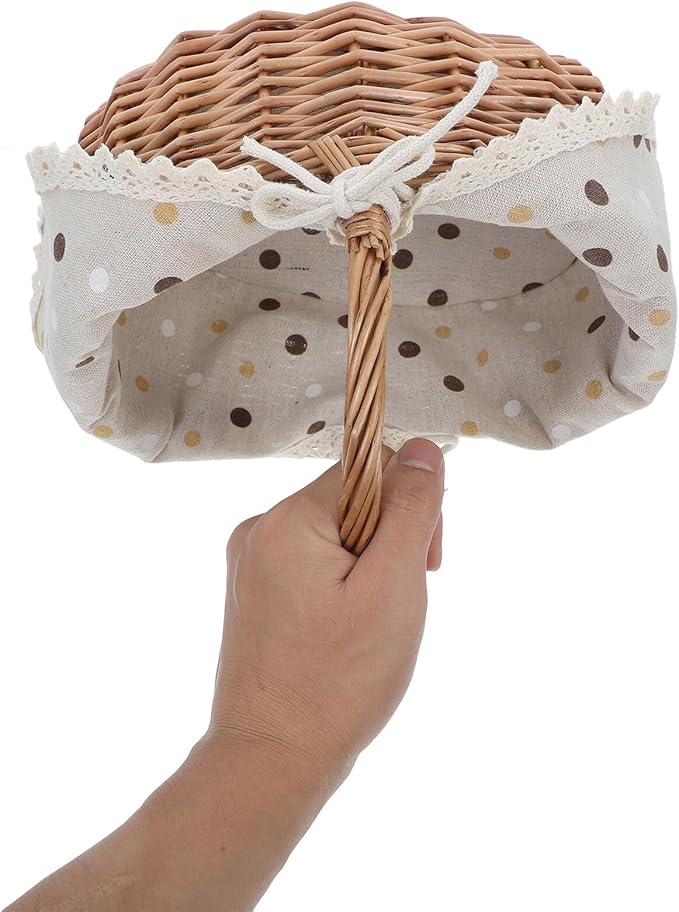 Handwoven Picnic Basket with Lining and Handle – Small Wicker Storage Basket for Outdoor Camping, Garden Harvest, and Travel Picnic Accessories