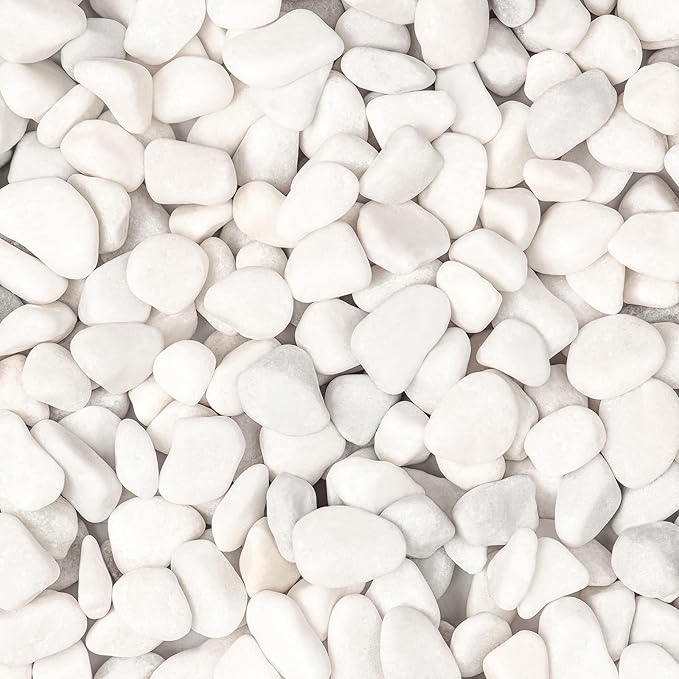 20lbs White Natural River Rocks, Polished Pebbles for Plants Garden, 0.3-0.8 inch Decorative White Stones, Ideal for Fish Tank, Vases, Crafting, Home Decor and Garden Landscaping Rocks,White