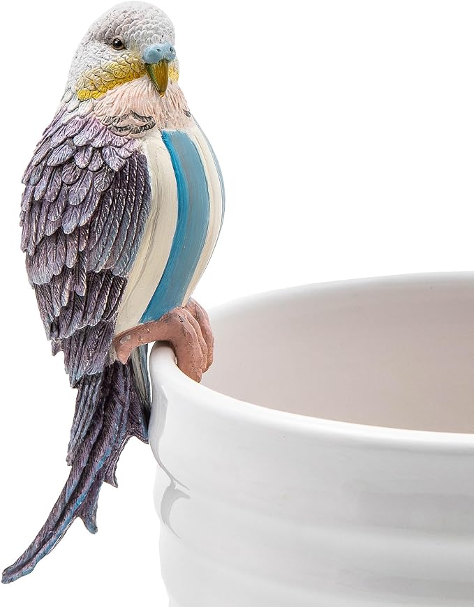 MACKENZIE-CHILDS Pot Climber, Decorative Flowerpot Hanger, Indoor and Outdoor Planter Hanging Decor, Blue Parakeet