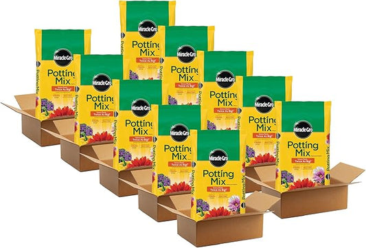 Miracle-Gro 10 Pack Potting Soil Mix for Container Plants, Flowers, Vegetables, Shrubs, Annuals, and Perennials, Feeds for Up to 6 Months, 2 Cu Ft