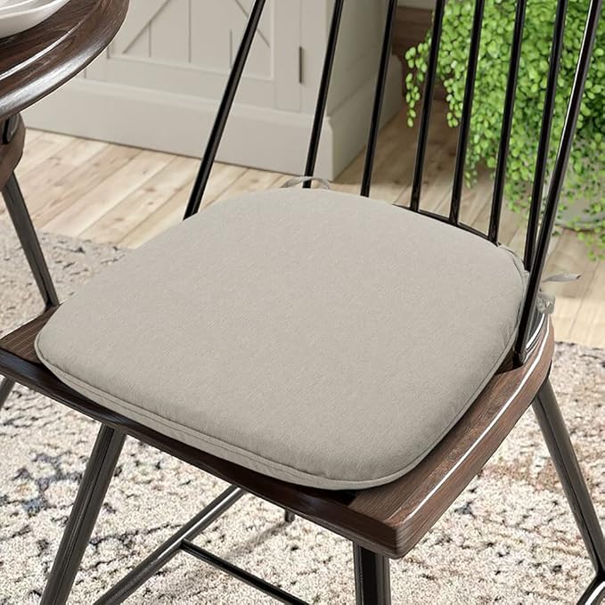 Magpie Fabrics Outdoor/Indoor 17"x16"x2" Chair Cushions with Ties Set of 4, Waterproof All Weather U-Shape Seat Pads Decoration for Patio Garden Furniture Home Office (Taupe)