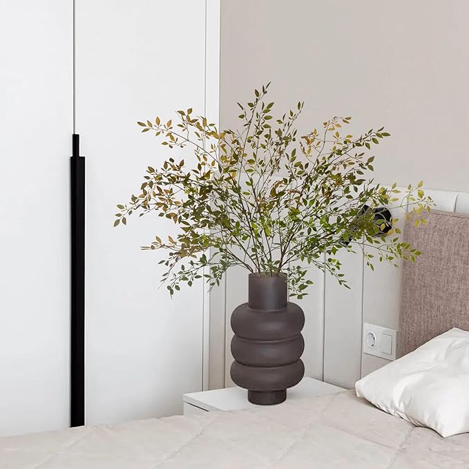 Plastic Greenery Stem Vase with Simulated 43.3 inches Stems and Branches Simulated Eucalyptus Leaves for Indoor Bedroom Living Room Dining Table Outdoor Garden Decoration