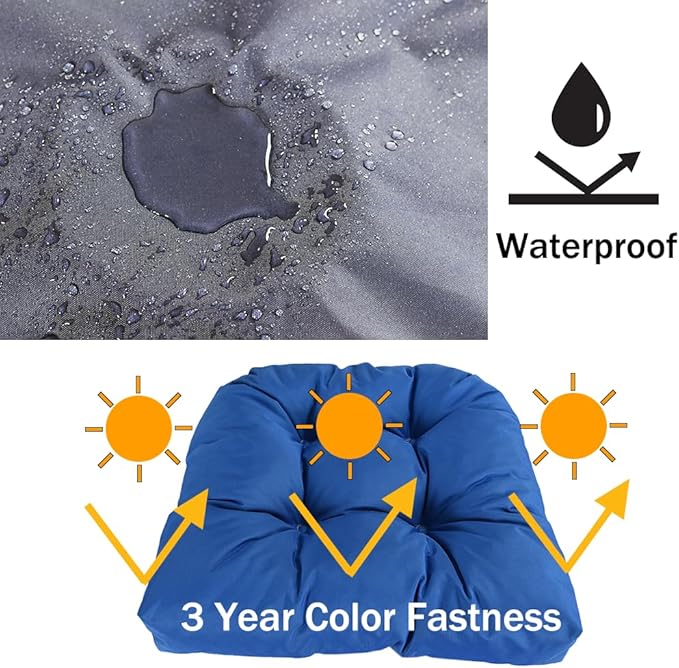 amberr Outdoor Chair Cushions Set of 2, Waterproof Outdoor Seat Cushions for Patio Furniture,Wicker Chair Cushions with Adjustable Straps (Pacific Blue, 19" x 19"x 5"（2 Pack)