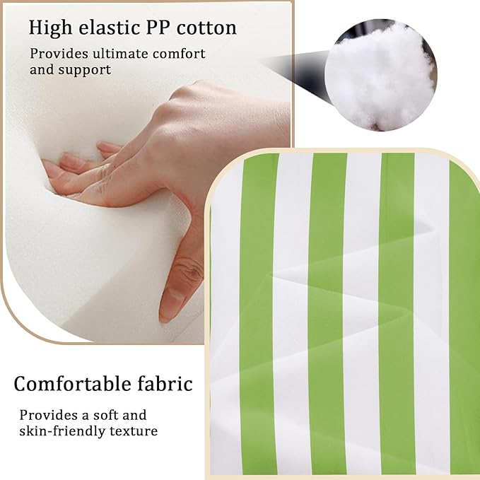 14 Pieces Outdoor Sectional Replacement Cushions for Patio Furniture, 4in Thick Outdoor Sofa Cushions for 6 Seat, Waterproof Deep Seat Couch Patio Cushions Set (Light Green and White)