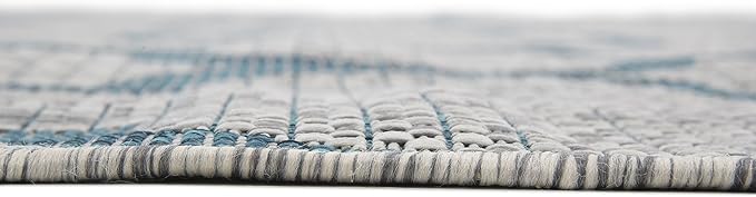 Unique Loom Outdoor Trellis Collection Area Rug (9' x 12' Rectangle, Gray/ Ivory)