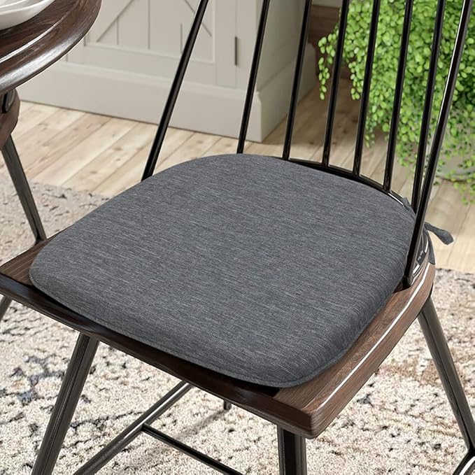 Magpie Fabrics Outdoor/Indoor 17"x16"x2" Chair Cushions with Ties Set of 4, Waterproof All Weather U-Shape Seat Pads Decoration for Patio Garden Furniture Home Office (Heather Grey)