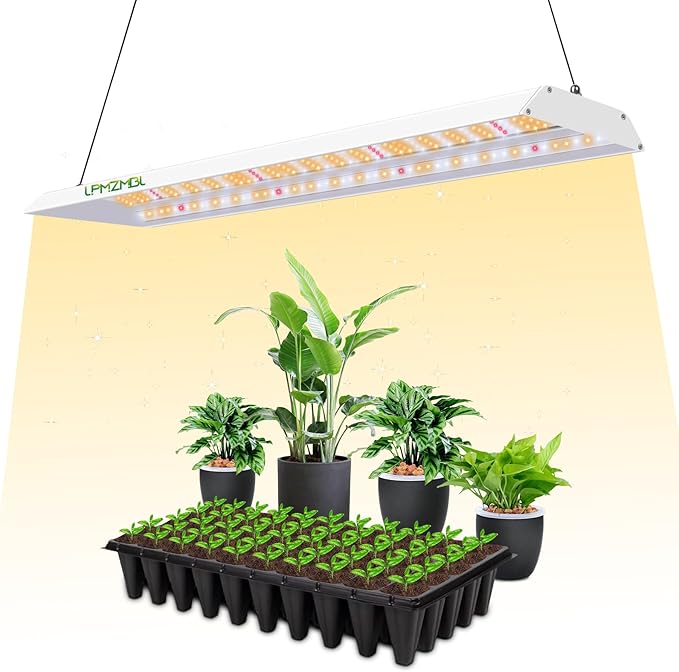 Full Spectrum Grow Lights for Indoor Plants 60W LED Grow Lights for Seed Starting 4/8/12H Timer and 10 Dimming Levels Height Adjustable and Energy Efficient for Seedling Veg Bloom All Growth Stages
