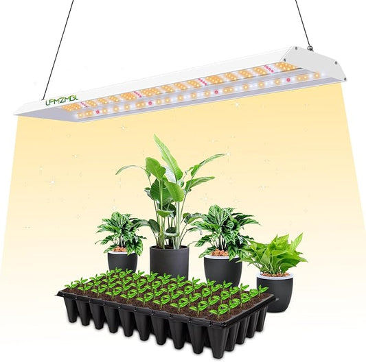 Full Spectrum Grow Lights for Indoor Plants 60W LED Grow Lights for Seed Starting 4/8/12H Timer and 10 Dimming Levels Height Adjustable and Energy Efficient for Seedling Veg Bloom All Growth Stages