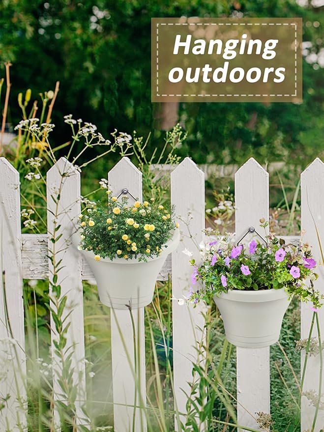 MADHOLLY 6Pcs Hanging Vertical Planter- Plastic Wall-Hanging Flowerpot with Hooks Leaky Grid- Free Combination Wall Mounted Planter for Outdoor Yard Garden Indoor Hanging Decorations (White)