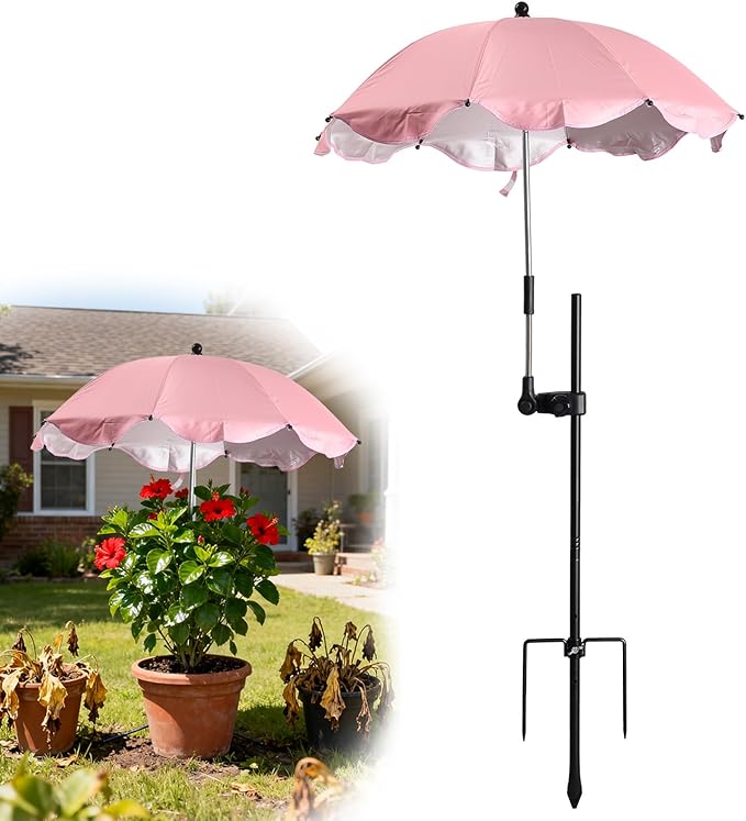 Plant Umbrellas for Outdoor Plant, Wide Dual-Plug Design with 3 Adjustable Angles Plant Umbrella Suitable for Outdoor Plant Trellis Garden Beds Potted Plants