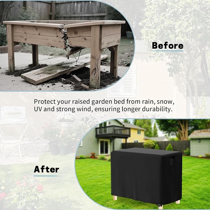 Outdoor Raised Garden Bed Cover for Winter, Waterproof Raised Planter Box Stand Cover - 34 x 18 x 30 inch