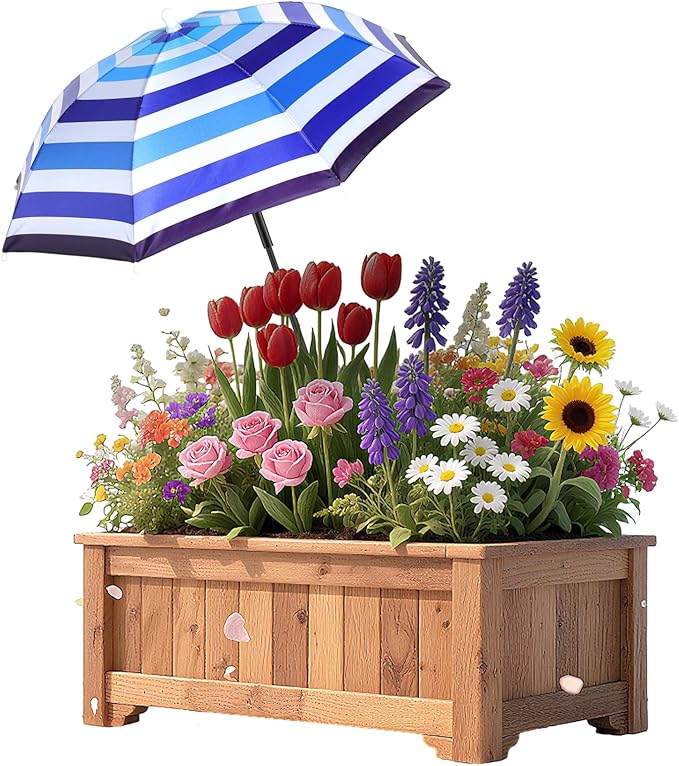 Abbylike 1 Set Plant Umbrellas for Outdoor Plants, Patriotic Garden Umbrella Shade for Potted Plants and Garden Beds Plant Cover for Sun