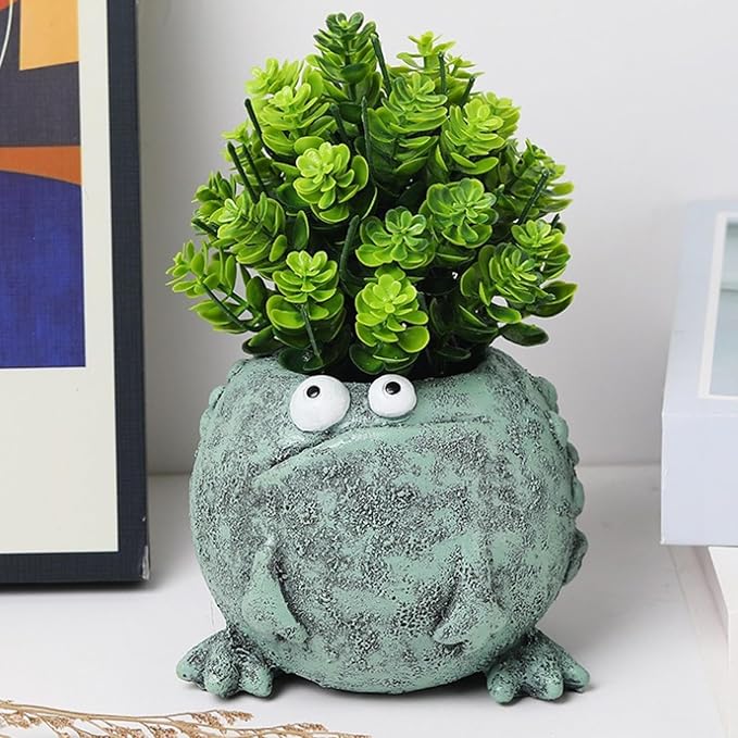 Big and Small Eye Frog Planter - Fun Succulent Planter for Indoor and Outdoor Tabletop Decorations, Wacky Frogs, Christmas/Birthday Fun Gift. (Frog B)