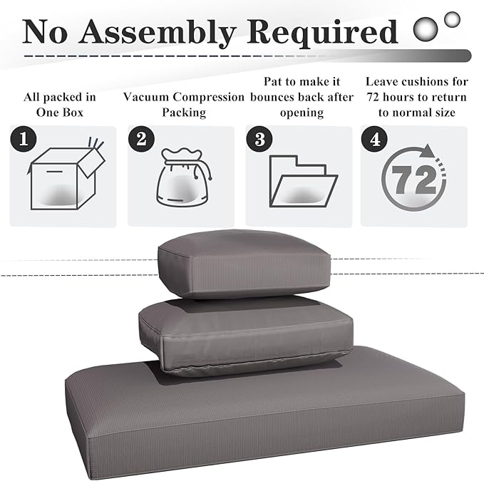 U-MAX Outdoor Cushions, Patio Replacement Cushions for Outdoor Furniture, Fits for 7-Seats Wicker Rattan Conversation Set, 13-Piece Cushions Set for Outdoor Sectional, Dark Grey