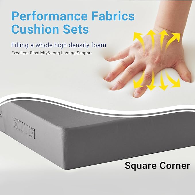 Outdoor Cushions for Patio Furniture,Outdoor Seat Cushion Set 24 x 24 x 4 Inch,Waterproof & Fade Resistant Outdoor Chair Cushions,Deep Patio Chair Cushion with Removable Cover,Dark Grey