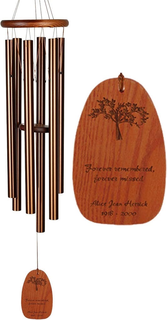 Woodstock Wind Chimes Personalized Amazing Grace Memorial Chime for Outside 40'' Large Bronze Sympathy Customized Forever Inspirational Wind Chime for Outdoor Patio Home Garden Decor (P-AGLBR01)