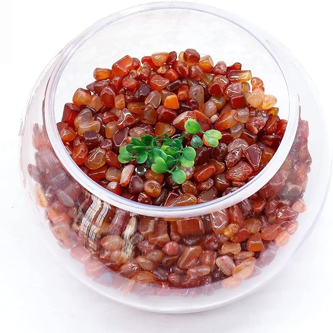 WAYBER Natural Red Agate Pebbles, 1 Lb/460g Decorative Rocks Non-Toxic Crystal Stone Irregular Quartz Gemstone Crushed Pieces Tumbled Stone Chips for Jewelry Making/Home Decoration