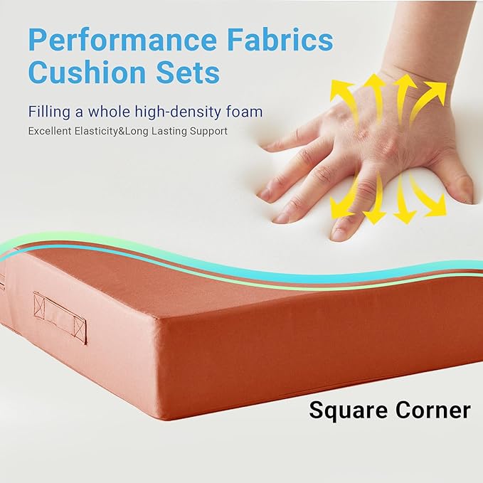 Outdoor Cushions for Patio Furniture,Outdoor Seat Cushion Set 24 x 24 x 5.75 Inch,Patio Chair Cushion, Spice 2