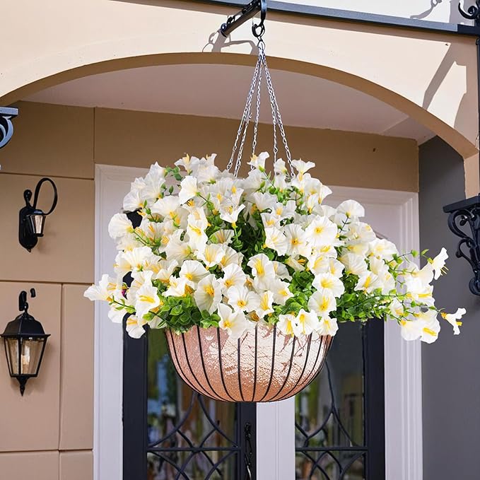 Christmas Artificial Mums 12 Bundles White Bulk Fake Flowers Faux Planters Real Touch Stems for Outdoors Fall Silk Flower UV Resistant Urn Filler Front Porch Thanksgiving Decorations for Home Garden