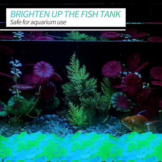 900pcs Glow in The Dark Rocks Outdoor Decorations Stones Small Luminous Pebbles Indoor/Outdoor Decor for Garden Fish Tank Aquarium Planter Walkway - Green & Blue