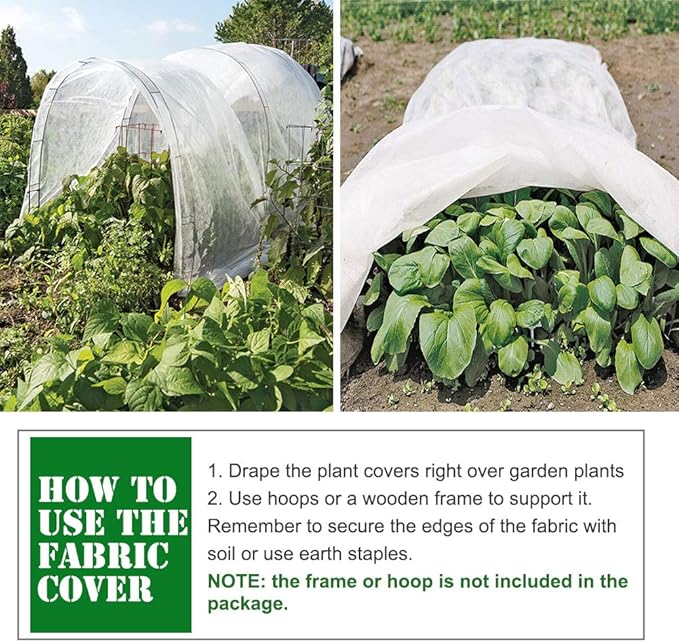 Plant Covers Freeze Protection 10 ft x 30 ft Floating Row Cover 0.9oz/yd² Garden Fabric Plant Cover for Winter Frost/Sun Pest Protection (10FT X 30FT)